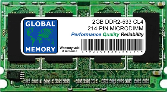2GB DDR2 533MHz PC2-4200 214-PIN MICRODIMM MEMORY RAM FOR LAPTOPS/NOTEBOOKS 2GB DDR2 533MHz PC2-4200 214-PIN MICRODIMM MEMORY RAM FOR LAPTOPS/NOTEBOOKS